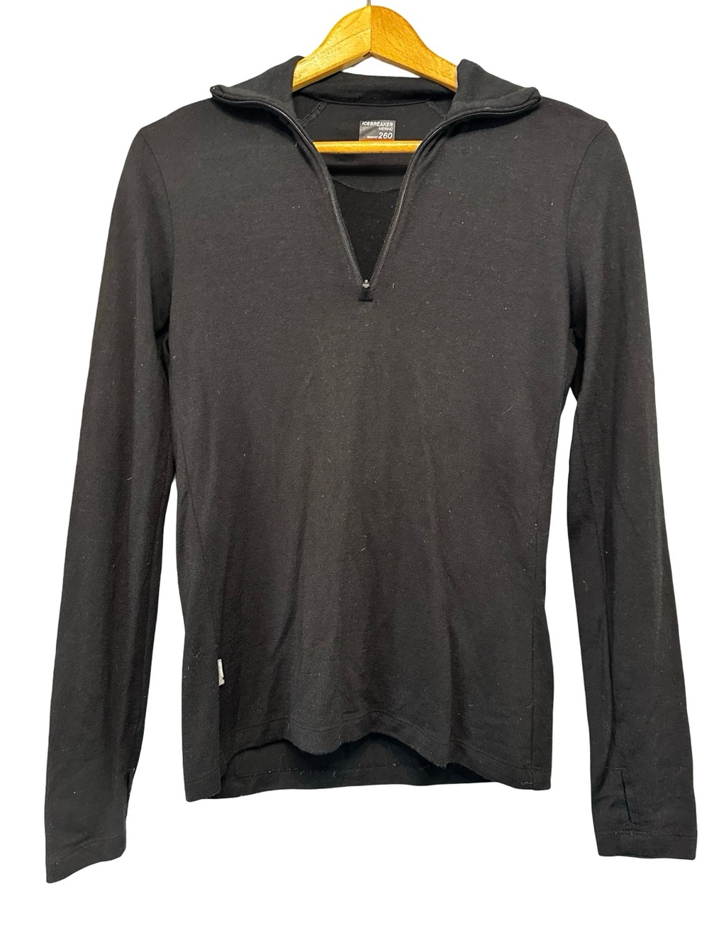 Icebreaker Merino Wool Bodyfit 260 Quarter Zip Pullover SZ M Black Base Layer